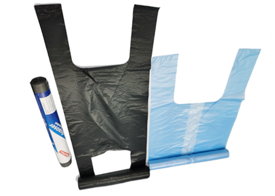 Reusable and Recyclable Supermarket T Shirt Trash Can Bags Singlet Shopping Bags Grocery Vest Carrier Bags on a Roll